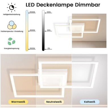 Nettlife LED Deckenleuchte Wohnzimmer Dimmbar