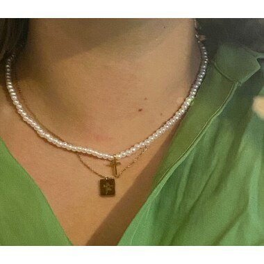 Perlenkette in Weiß & Weiße Perlenkette Mit Kreuzanhänger, Perlen, Perlenkette