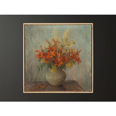 Rote Lilien, Öl Auf Leinwand, 74 X cm, Original Ölgemälde, Sommerblumen