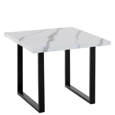 Sofa Tisch mit Bügelgestell Weiß Marmor Optik