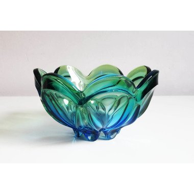 Stiltisch aus Glas & Glasschale Murano, Glass Bowl, Blue/Green, Italien