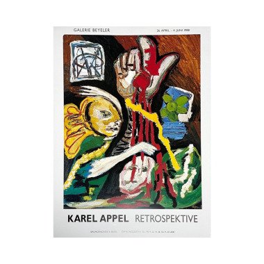 Vintage 1988 Karel Appel Retrospektive Ausstellung