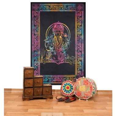 Wandteppich UV Tuch Ganesha Tagesdecke Wandbehang