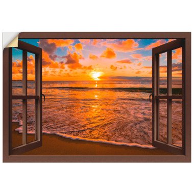 Artland Wandbild Fensterblick Sonnenuntergang