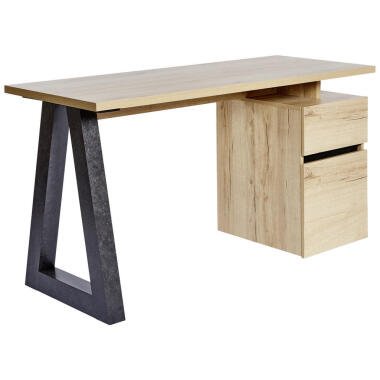 Eiche Schreibtisch & Schreibtisch , Grau, Eiche , Metall , 1 Schubladen
