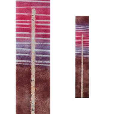 Glasstele mit Lebenslinie in violett-Tönen Glasstele S-110 / 12x60cm (BxH)