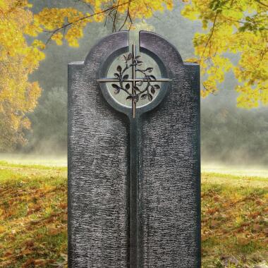 Grabkreuze aus Bronze mit Kreuz & Moderner Einzelgrabstein mit floralem