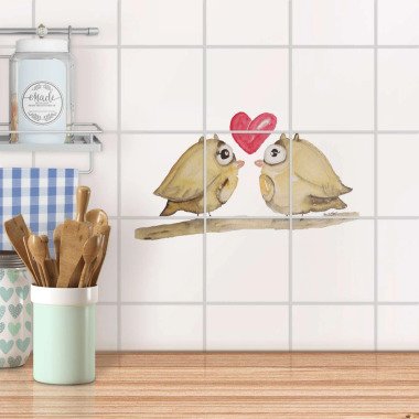 Klebefliesen für Küche & Bad Design: 2 kleine Eulen 15x15 cm
