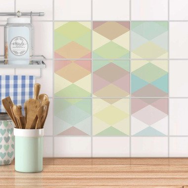Klebefliesen für Küche & Bad Design: Melitta Pastell Geometrie 15x15 cm