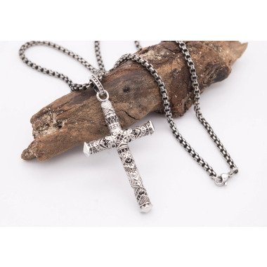 Kreuzkette & Halskette Kreuz Herren 925 Silber, Maori Kette, Herrenschmuck