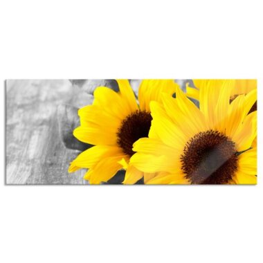 Pixxprint Glasbild schöne Sonnenblumen auf