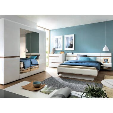 Schlafzimmermöbel Set mit 140cm Bett in weiß
