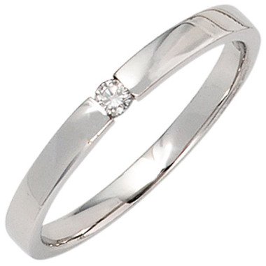 SIGO Damen Ring 585 Gold Weißgold 1 Diamant Brillant 0,05ct. Diamantring