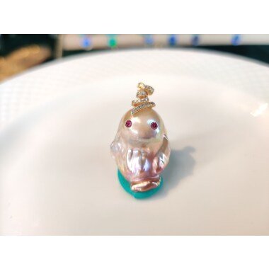 Tinymon Perle Perlenanhänger Barockperle Halskette Perlenkette Figur Schmuck