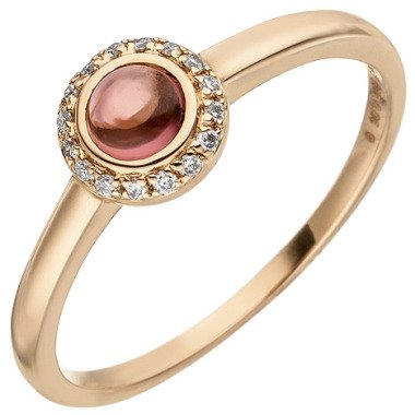 Turmalin-Ring in Gold & SIGO Damen Ring 585 Gold Rotgold 1 Turmalin Cabochon