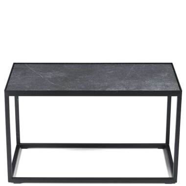 Wohnzimmer Tisch mit Steinplatte in Grau Bügelgestell aus Metall