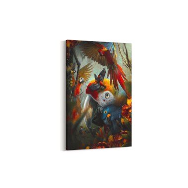 Wohnzimmer-Wandbild & Fine Art | Wandbild Papagei Kunstdruck Auf Leinwand