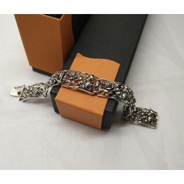17, 5 cm Armband Gliederarmband Silber 835 Tracht Ornament Shabby Vintage Sa523