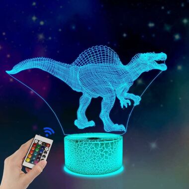 3D Dinosaurier Nachtlampe Spinosaurus Illusion led Nachttischlampe 16 Farben Fer