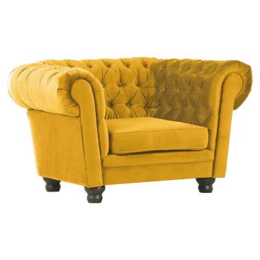 Chesterfield-Sessel , Gelb , Textil , 130x79x93 cm , Stoffauswahl , Wohnzimmer
