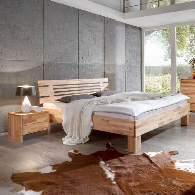 Einzelbett aus Kernbuche Massivholz modern