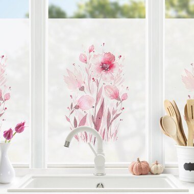 Fensterfolie Esther Meinl Rosa Aquarell Blumen