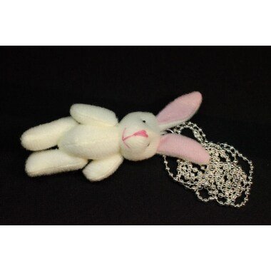 Hase Kette Halskette Miniblings 80cm Weiß Plüsch Textil Kaninchen Ostern