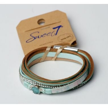 Modeschmuck Armband von Sweet7 aus Leder in Grün