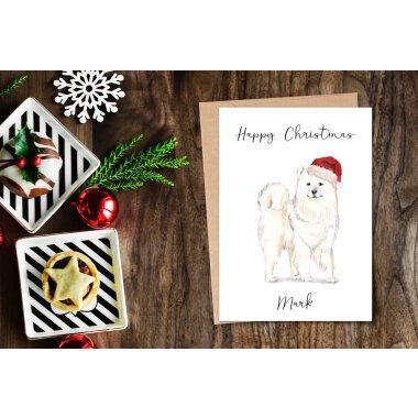 Personalisierte Samoyed Hunde Weihnachtskarte