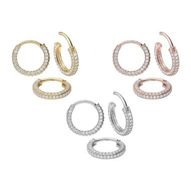Piercinginspiration 18 Karat | 750Er Gold Ring Voll Kristall Clicker Piercing