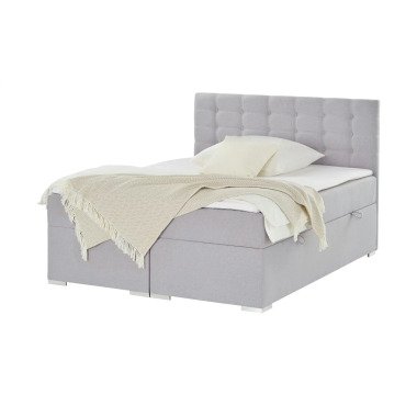 Polsterbett mit Bettkasten   grau   Maße
