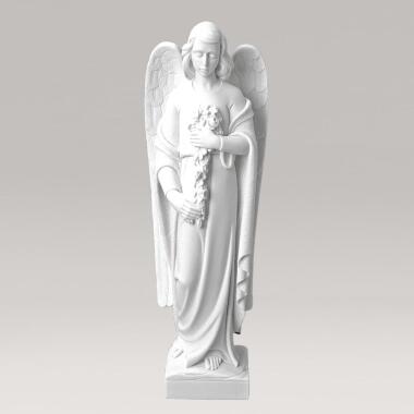 Schutzengel Figur aus Naturstein & Engel Grabfigur aus Marmorguss Angelo Fiore