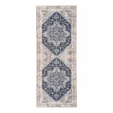 Vintage Teppich in Blau und Grau orientalischen Muster