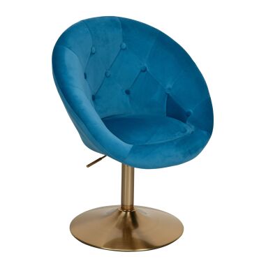 Wohnling Loungesessel Samt Blau / Gold Design