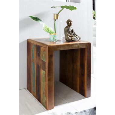 Beistelltisch Nachttisch SURAT 45x40cm Holz Mango Shabby-Chic