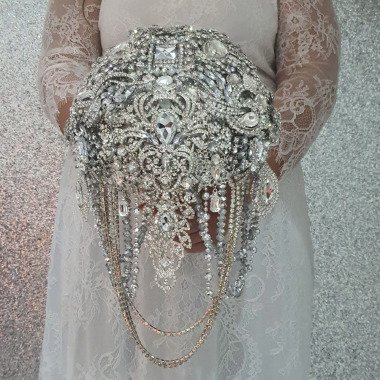 Brosche Bouquet, 7 Juwel Kristall Hochzeitsstrauß