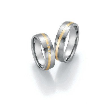 Gold-Partnerring aus Metall & 585 Goldringe & Steel Mit Diamant Paar Ehering