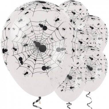 Halloween Ballons 25 Stück weiss mit Spinnen
