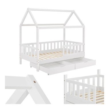 Juskys Kinderbett Marli 90 x 200 cm mit Bettkasten