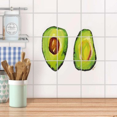 Klebefliesen für Küche & Bad Design: Avocado halb und halb 15x15 cm