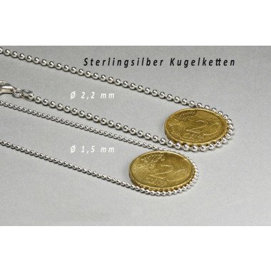 Kugelkette Sterling Silber, Ø 1, 5 Oder 2, 2 Mm Länge 42, 50 Und 90 cm