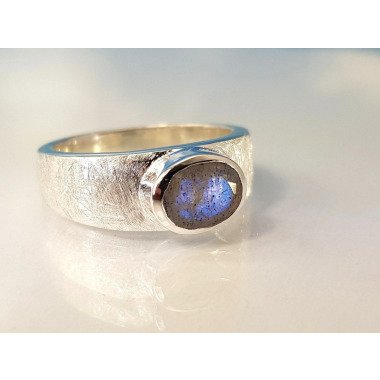 Labradorit-Ring in Silber & Ring Echter Labradorit in 925 Silber, Facettiert