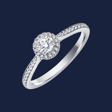 Micro Cathedral Halo Pinched Round Ring 14k