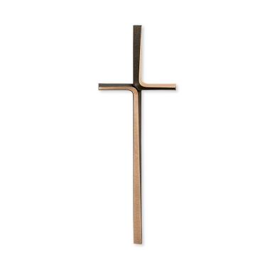 Modernes Bronzekreuz zur Wandbefestigung Kreuz Wina / 40x14x2cm (HxBxT / Bronz