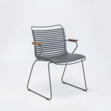 Outdoor Stuhl Click mit Armlehne dunkelgrau