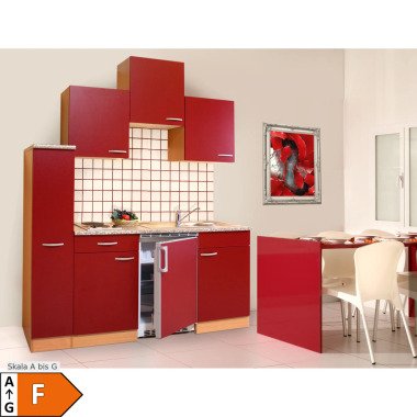 Respekta Küchenzeile KB180BR 180 cm Rot-Buche