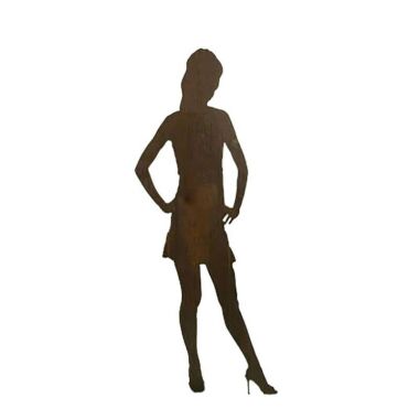 Rost Metall Gartenfigur Frau auf Highheels Sara / Figur + Platte
