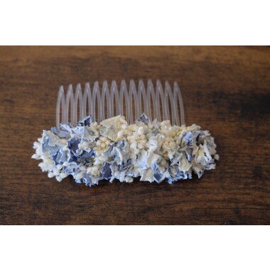 Serie Himmelblau , Kopfschmuck Aus Getrockneten Blumen Haarklemme Haarkamm