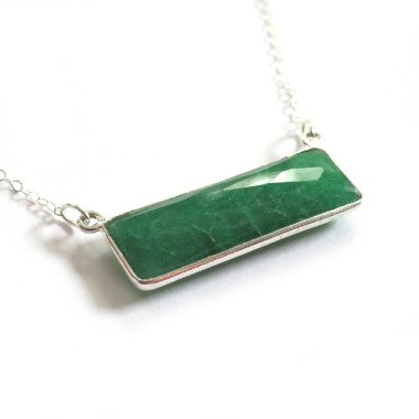 Smaragdschmuck in Silber & Smaragd Quarz Halskette, Sterling Silber Saphir