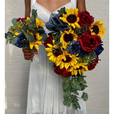 Sonnenblume Burgund Marine Blumenstrauß Braut